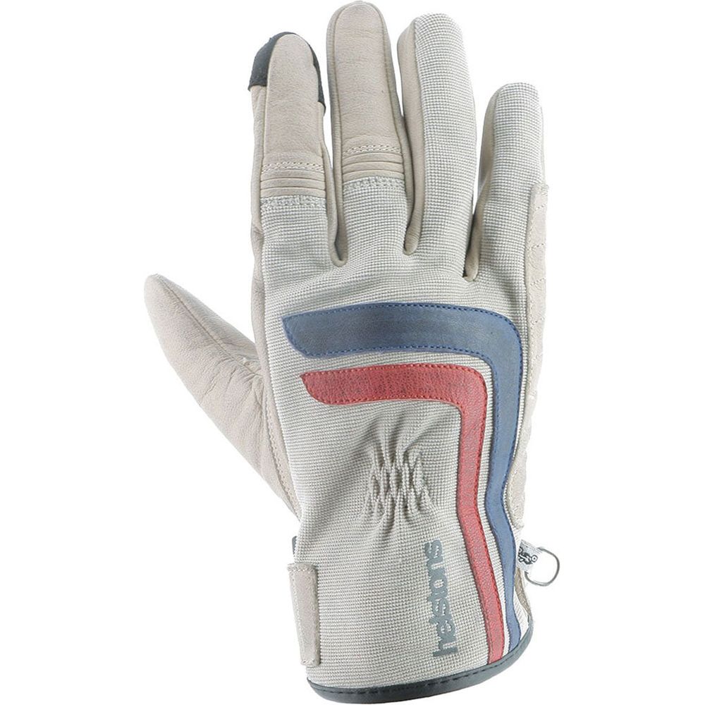 Helstons Jeff 4Ways Summer Leather Gloves Beige / Blue / Red - ThrottleChimp