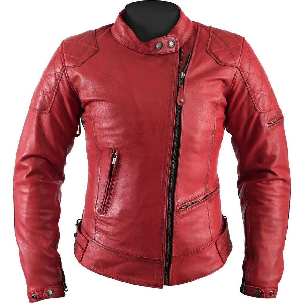 Helstons KS70 Ladies Leather Jacket Soft Red - ThrottleChimp