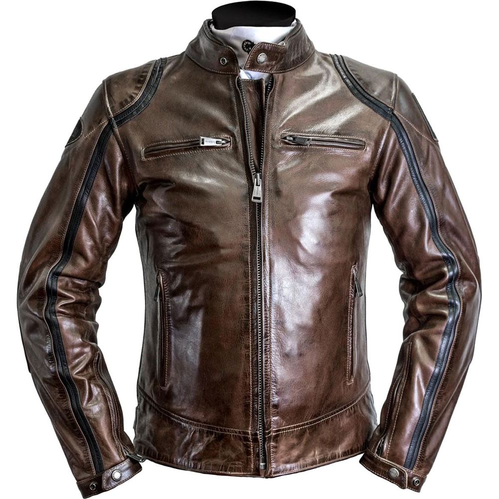 Helstons Modelo Rag Leather Jacket Camel / Black - ThrottleChimp