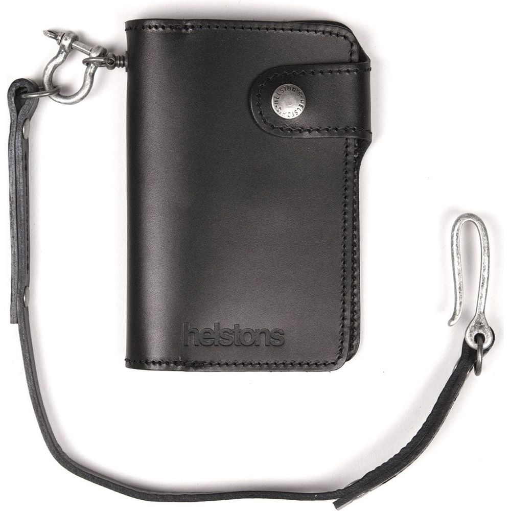 Helstons Moon Leather Wallet And Lanyard Black - ThrottleChimp