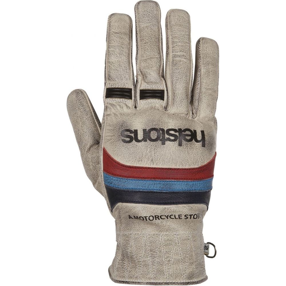 Helstons Mora Summer Leather Gloves Beige / Blue / Red - ThrottleChimp