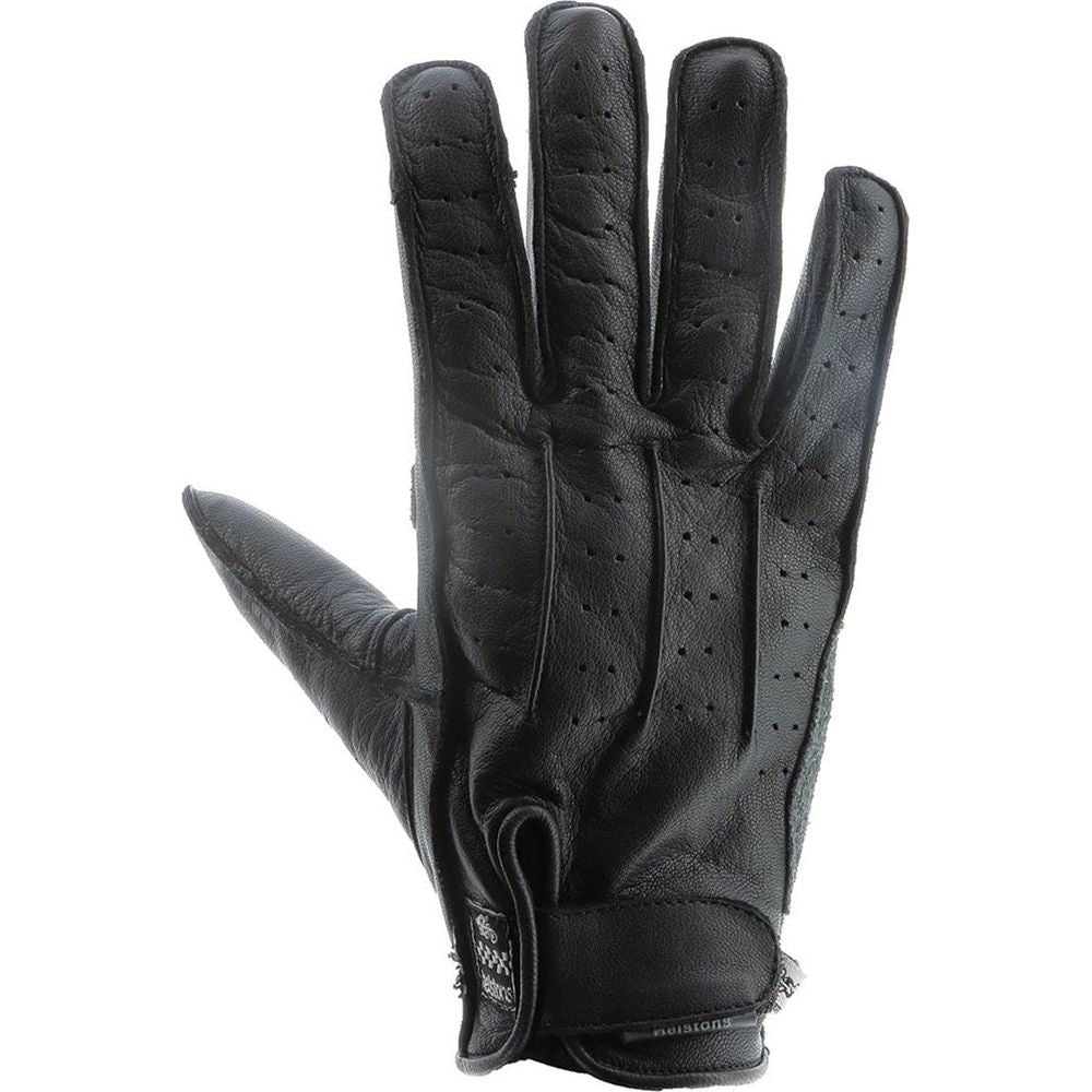 Helstons Oscar Summer Perforated Leather Gloves Black / Grey - ThrottleChimp