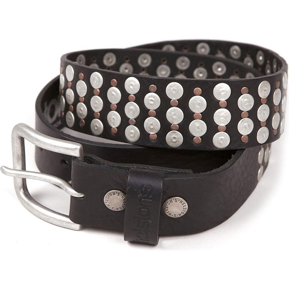 Helstons Studded Leather Belt Black - ThrottleChimp