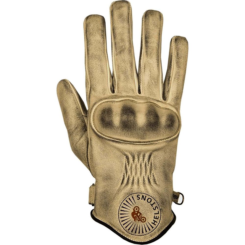 Helstons Sun Summer Leather Gloves Beige / Black - ThrottleChimp