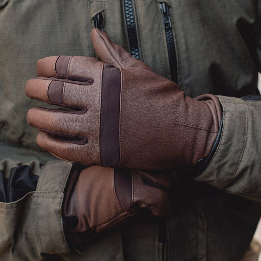 Racer (France) Bridge Leather Gloves Brown (Image 2) - ThrottleChimp