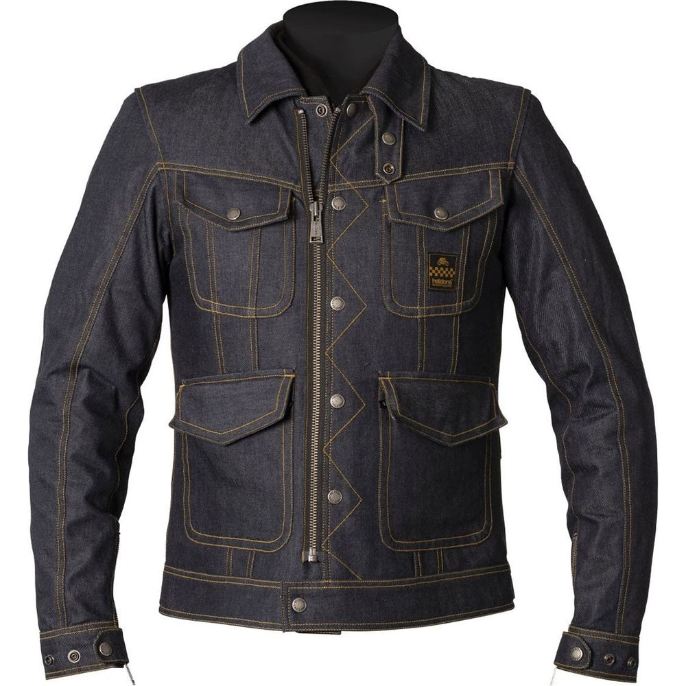 Helstons Yard Cotton Denim Textile Jacket Raw Blue - ThrottleChimp