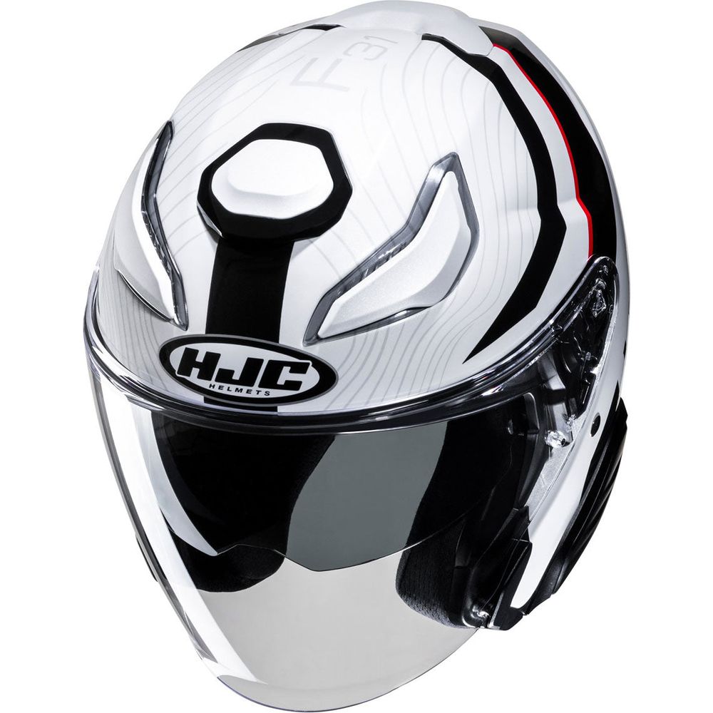 HJC F31 Naby Open Face Helmet MC1 Red / White / Black (Image 2) - ThrottleChimp