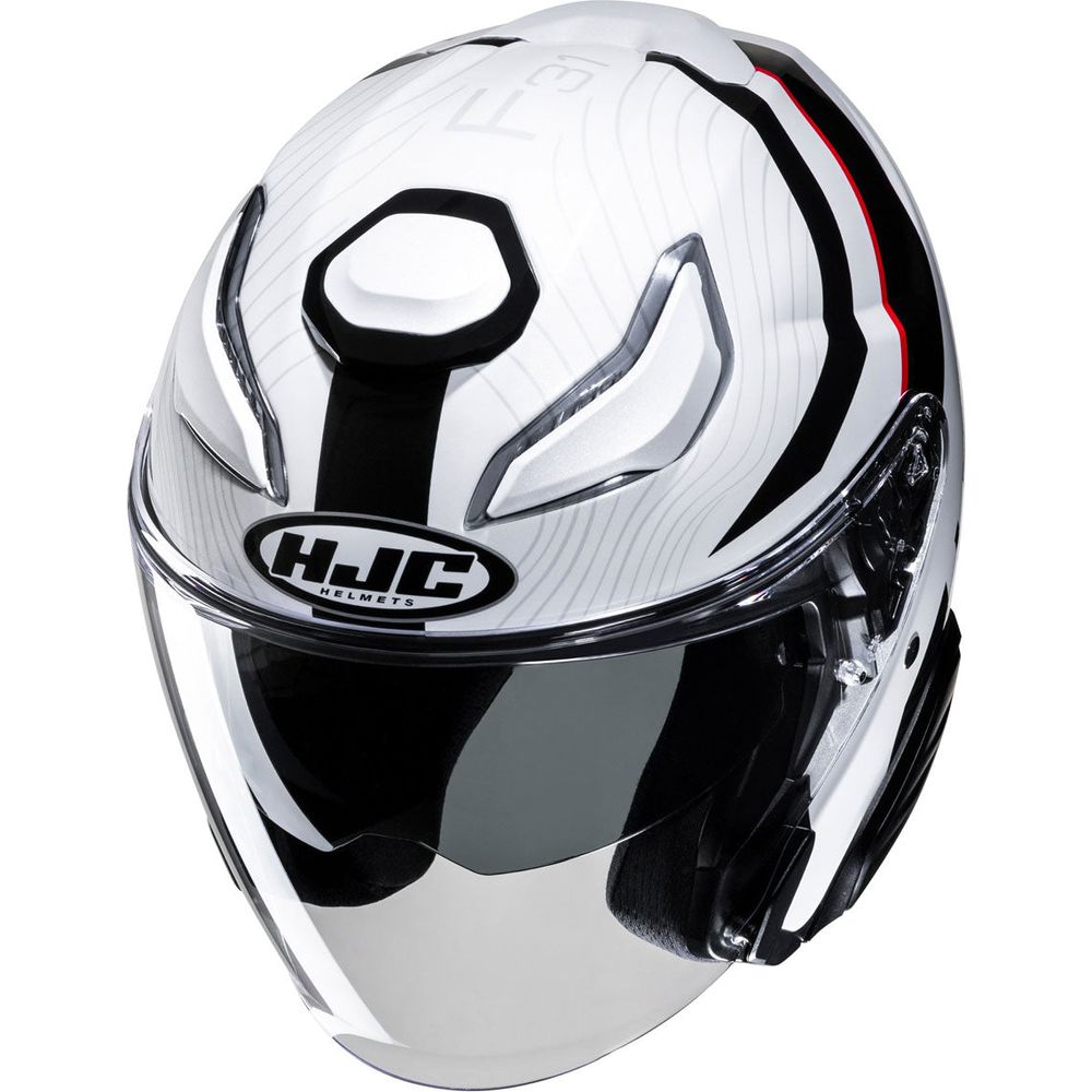 HJC F31 Naby Open Face Helmet MC1 Red / White / Black FREE 1 YEAR Returns, FREE UK Delivery | ThrottleChimp