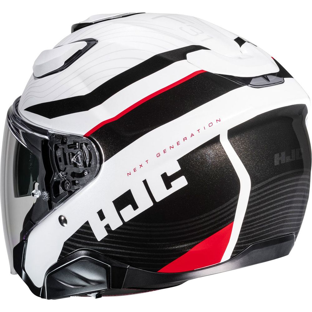 HJC F31 Naby Open Face Helmet MC1 Red / White / Black (Image 3) - ThrottleChimp