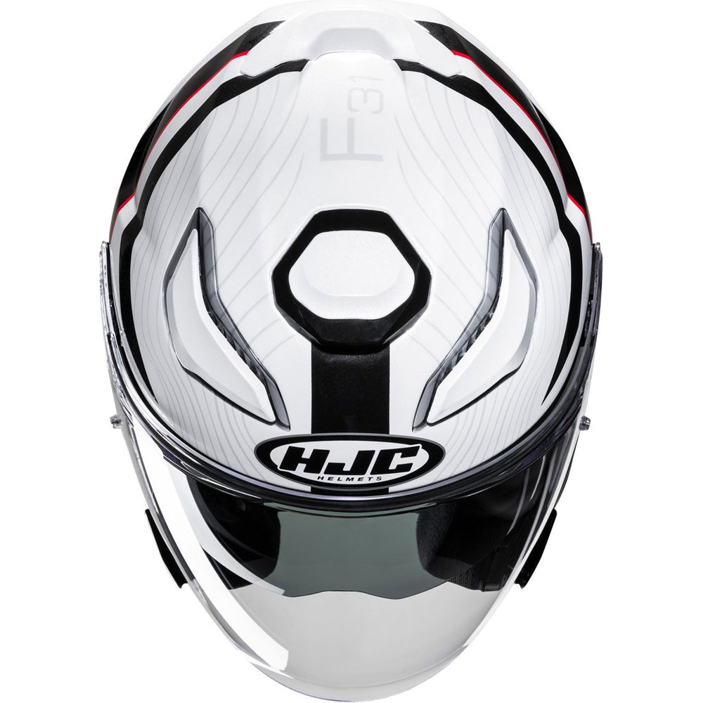 HJC F31 Naby Open Face Helmet MC1 Red / White / Black (Image 5) - ThrottleChimp