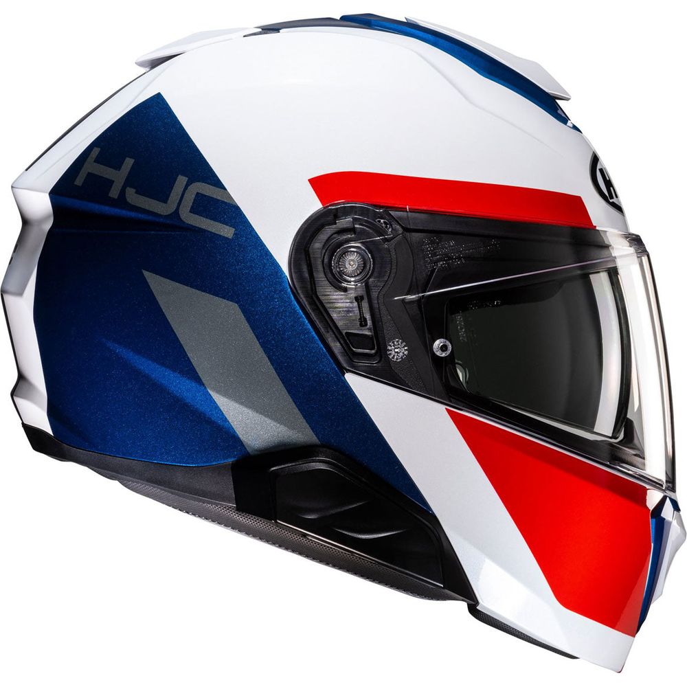 HJC I91 Bina Flip-Up Helmet MC21 White / Blue / Red (Image 3) - ThrottleChimp