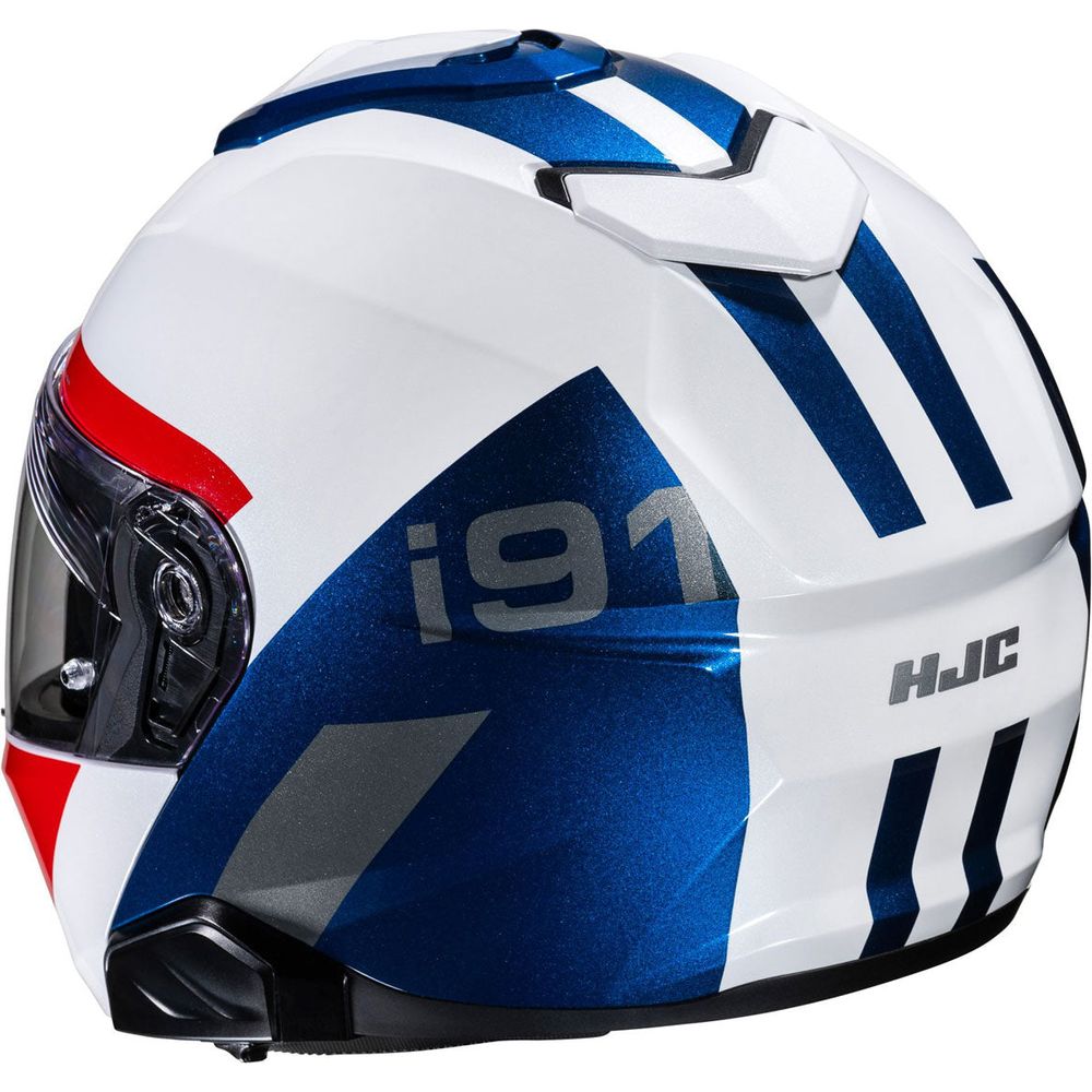 HJC I91 Bina Flip-Up Helmet MC21 White / Blue / Red (Image 5) - ThrottleChimp