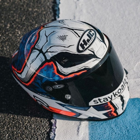 HJC RPHA 1 Garrett Gerloff Replica Full Face Helmet MC21 White / Red / Blue (Image 10) - ThrottleChimp