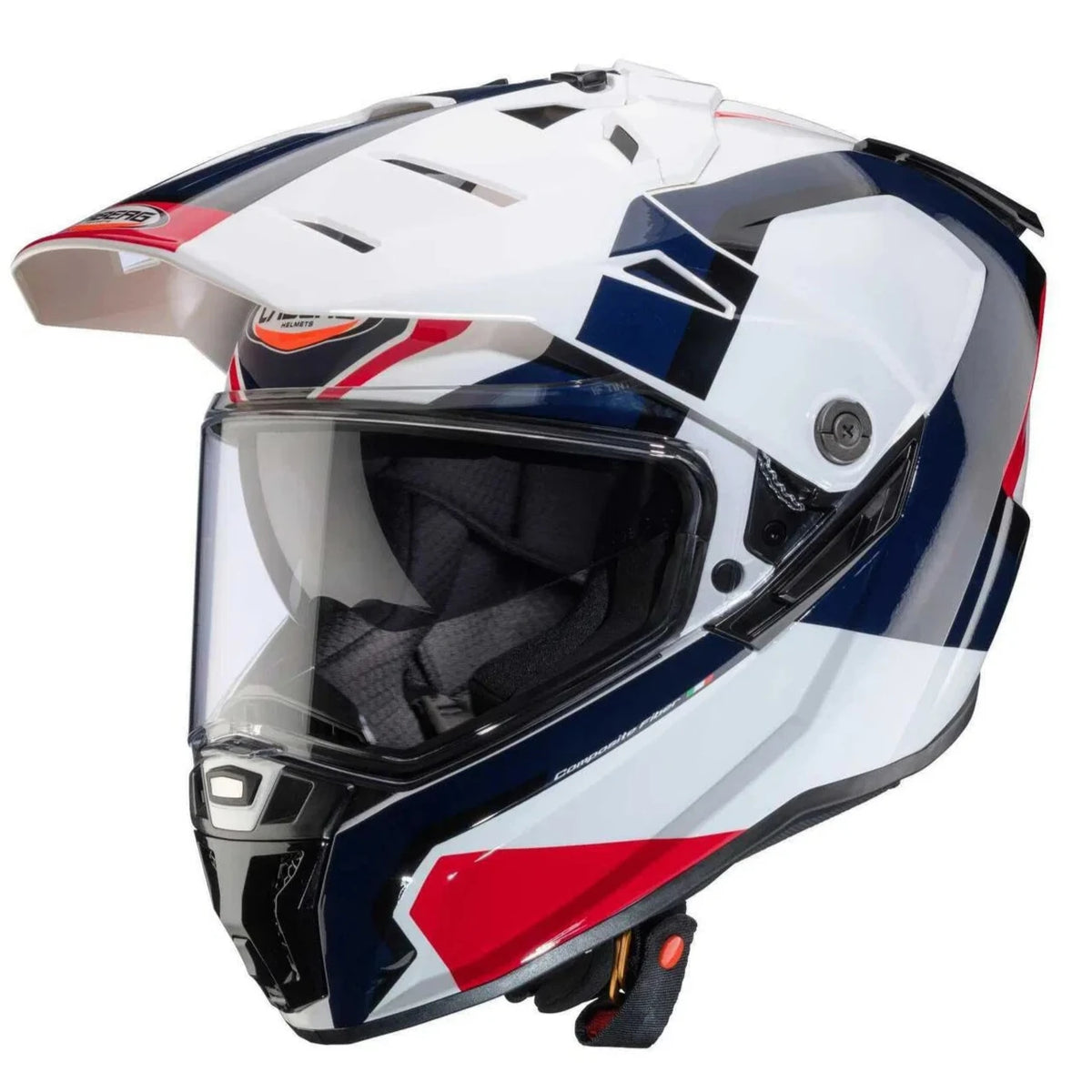 Caberg Tanami Scram Adventure Helmet White / Red / Blue FREE 1 YEAR Returns, FREE UK Delivery | ThrottleChimp