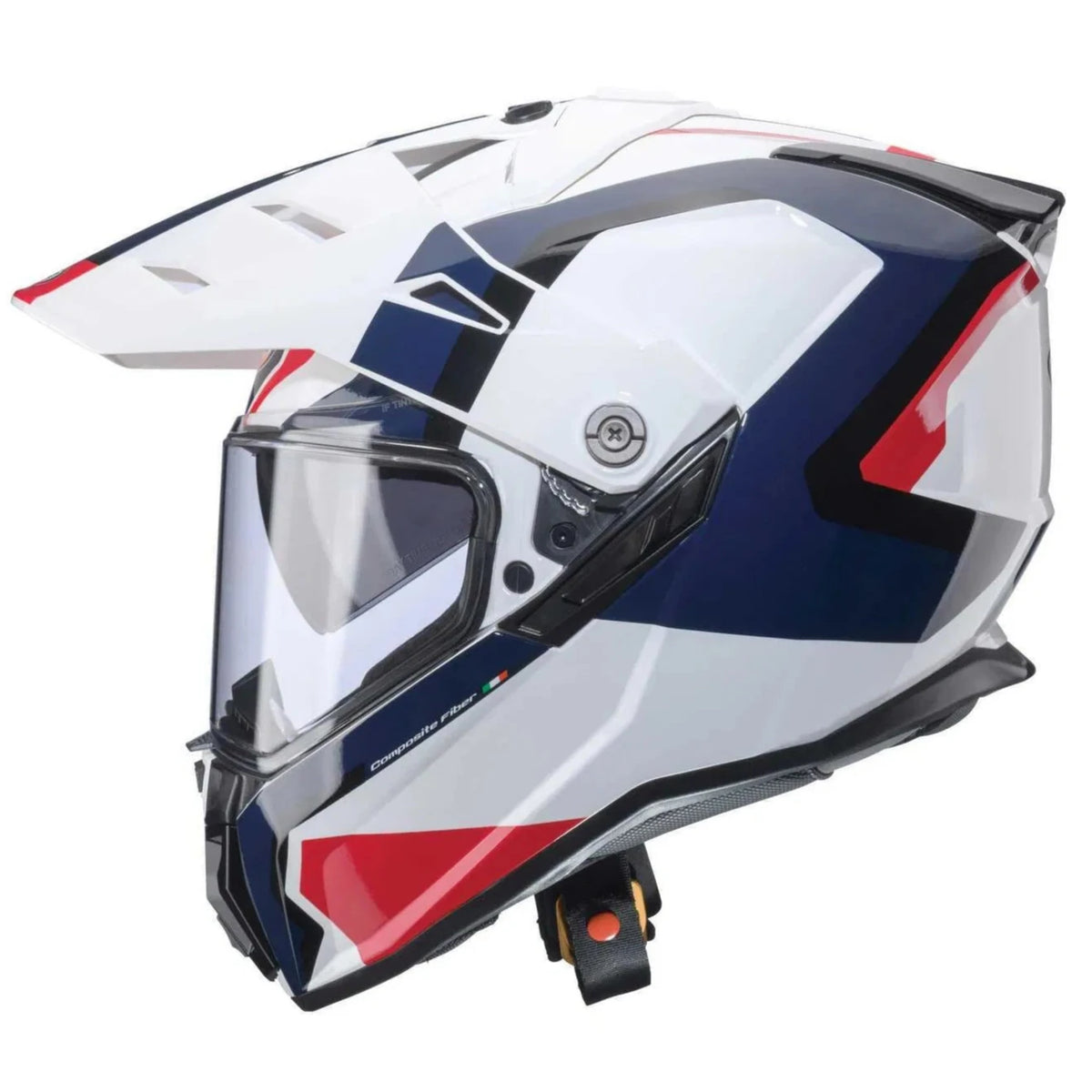 Caberg Tanami Scram Adventure Helmet White / Red / Blue FREE 1 YEAR Returns, FREE UK Delivery | ThrottleChimp