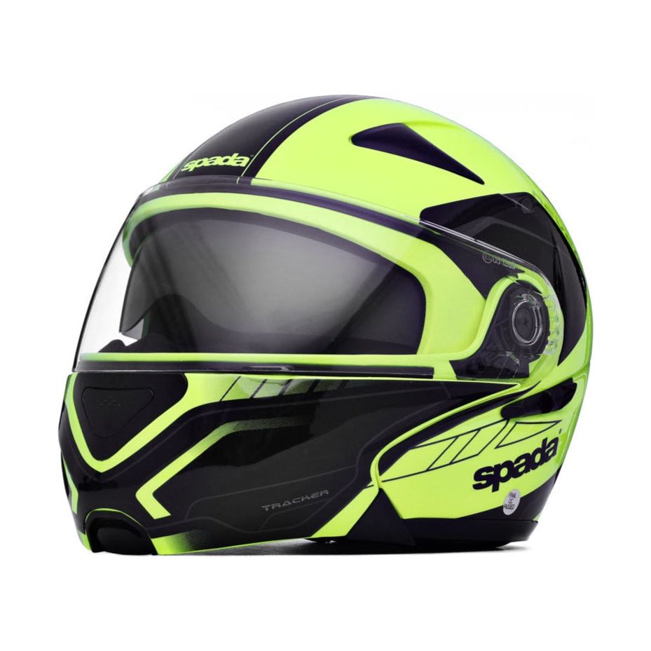 Spada Reveal Tracker Flip-Up Helmet Black / Fluo Yellow FREE 1 YEAR Returns, FREE UK Delivery | ThrottleChimp