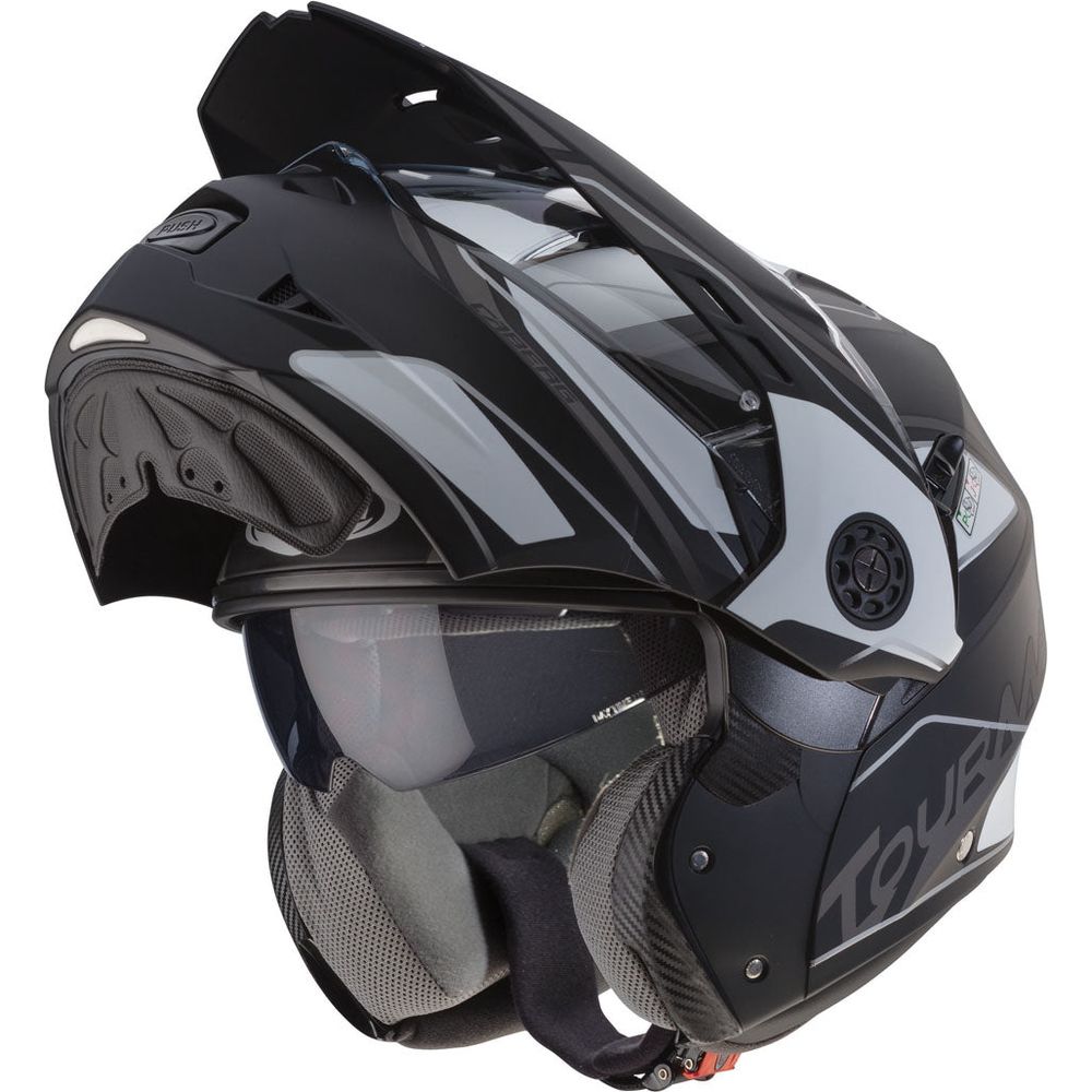 Caberg Tourmax Marathon Flip-Up Helmet Matt Black / White / Anthracite (Image 2) - ThrottleChimp