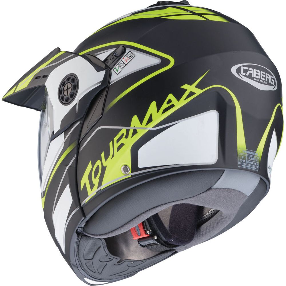 Caberg Tourmax Marathon Flip-Up Helmet Matt Black / White / Fluo Yellow (Image 3) - ThrottleChimp