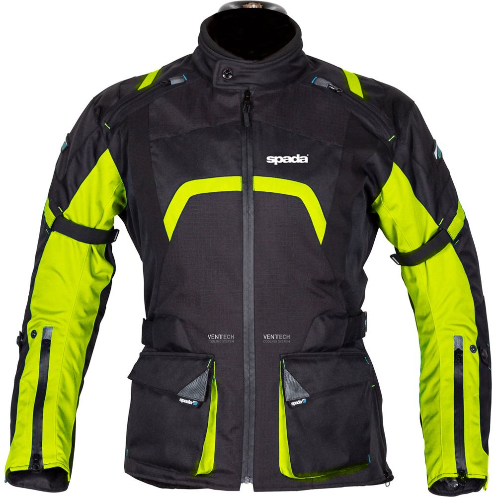 Spada Base Textile Jacket Black / Fluo Yellow FREE 1 YEAR Returns, FREE UK Delivery | ThrottleChimp