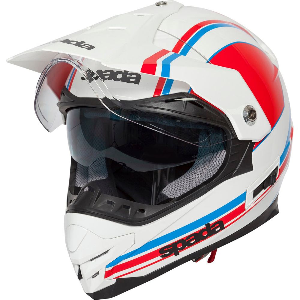 Spada Intrepid Delta Full Face Helmet White / Red / Blue FREE 1 YEAR Returns, FREE UK Delivery | ThrottleChimp