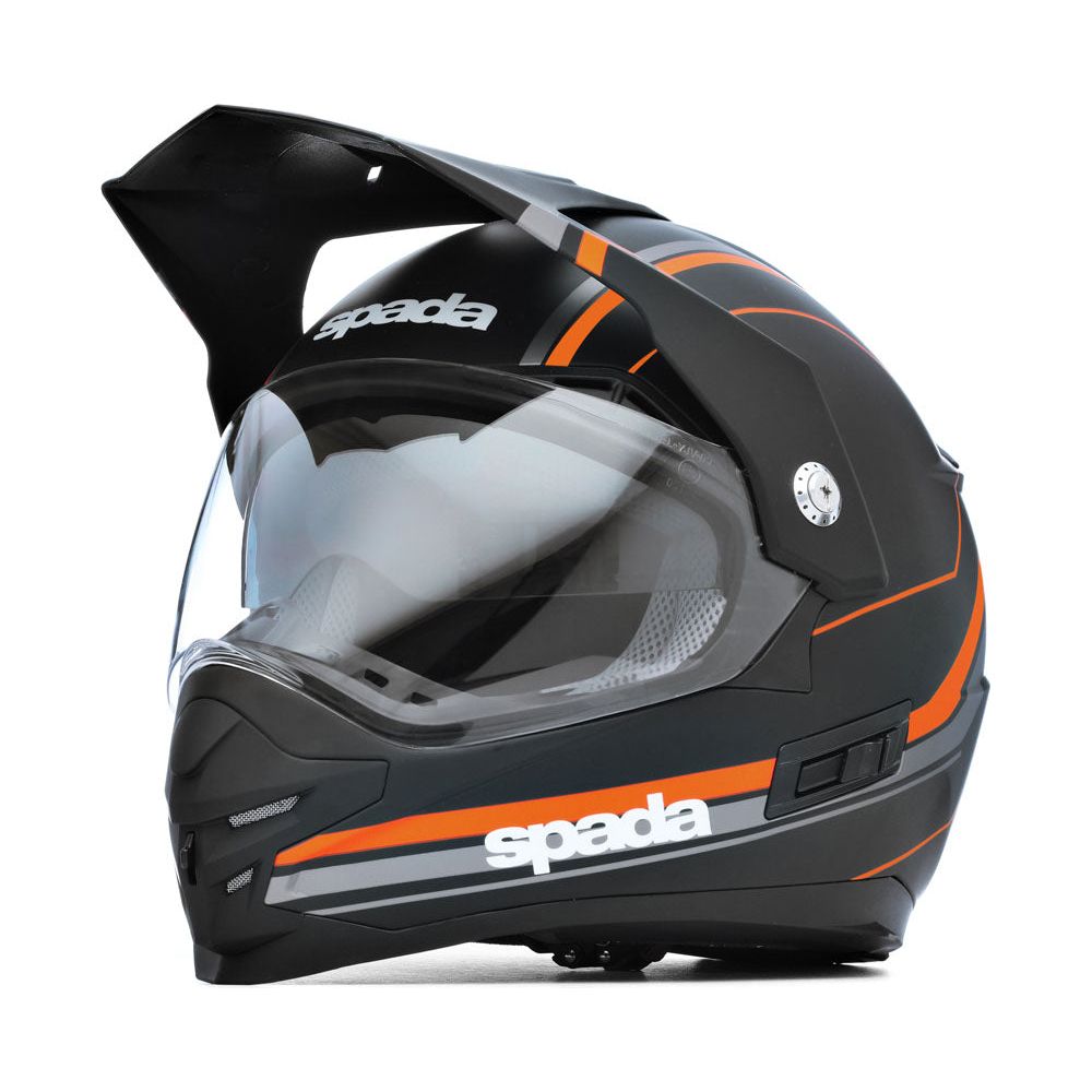 Spada Intrepid Delta Full Face Helmet Black / Orange FREE 1 YEAR Returns, FREE UK Delivery | ThrottleChimp