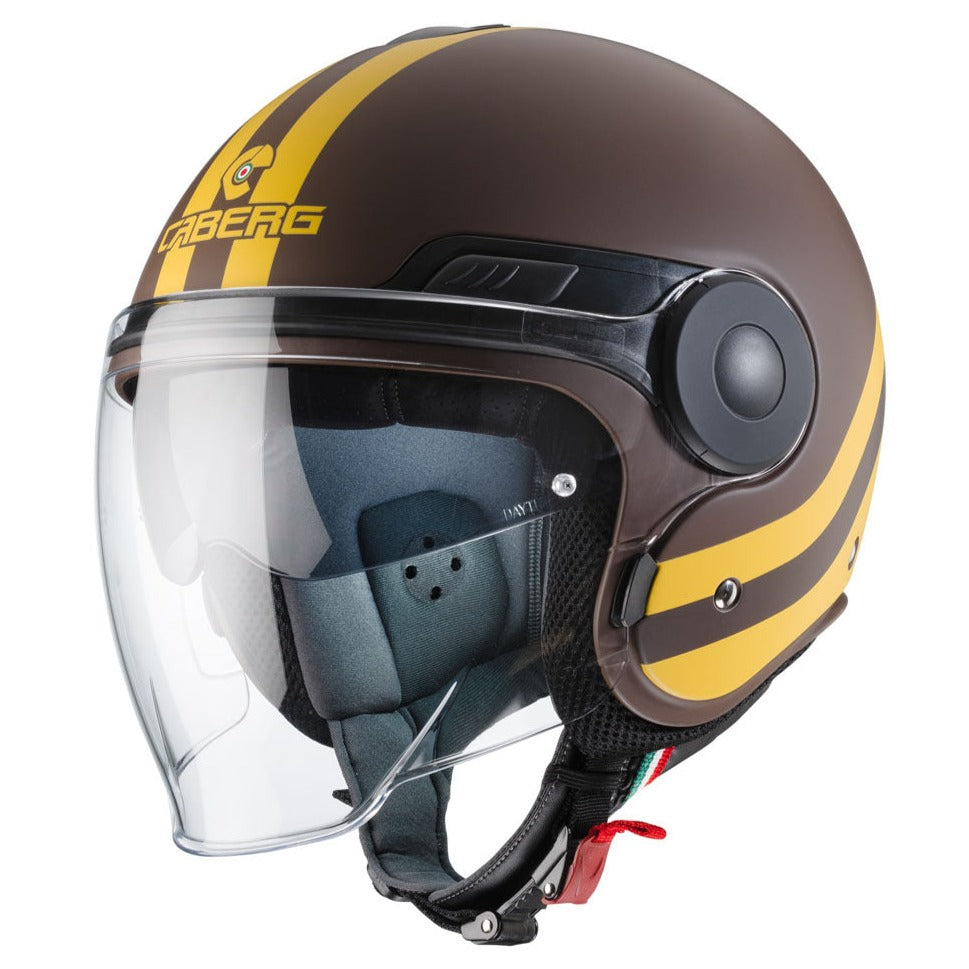 Caberg Uptown Chrono Open Face Helmet Brown / Mustard Yellow - ThrottleChimp