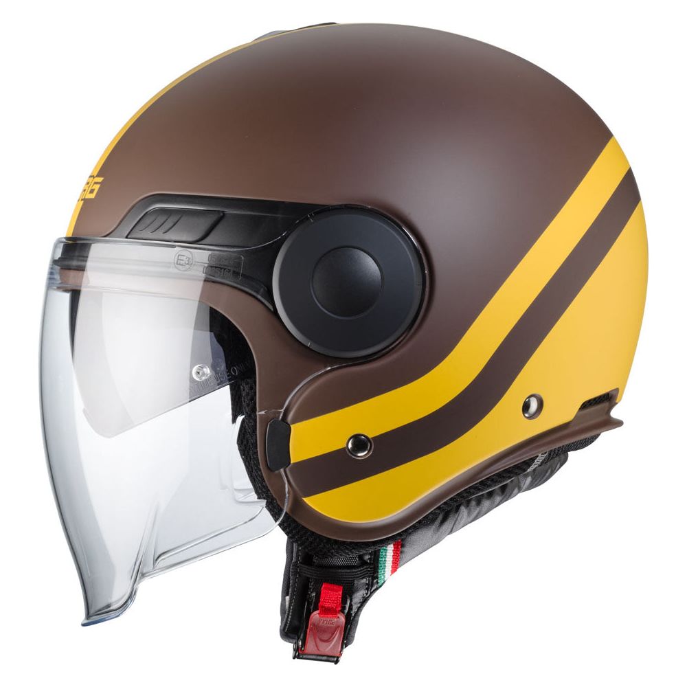 Caberg Uptown Chrono Open Face Helmet Brown / Mustard Yellow FREE 1 YEAR Returns, FREE UK Delivery | ThrottleChimp