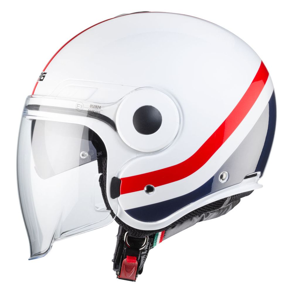 Caberg Uptown Chrono Open Face Helmet White / Red / Blue (Image 2) - ThrottleChimp