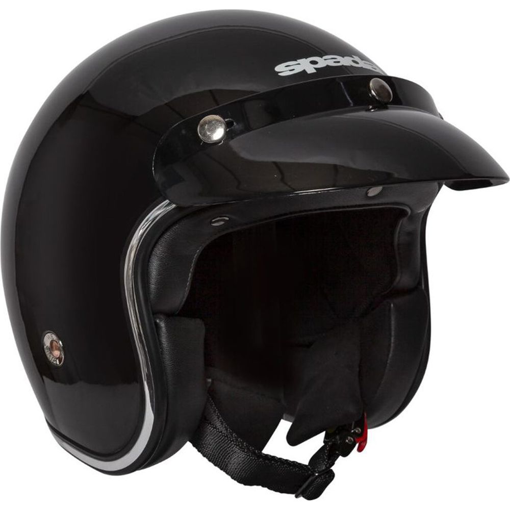 Spada Classic Plain Open Face Helmet Gloss Black (Image 8) - ThrottleChimp