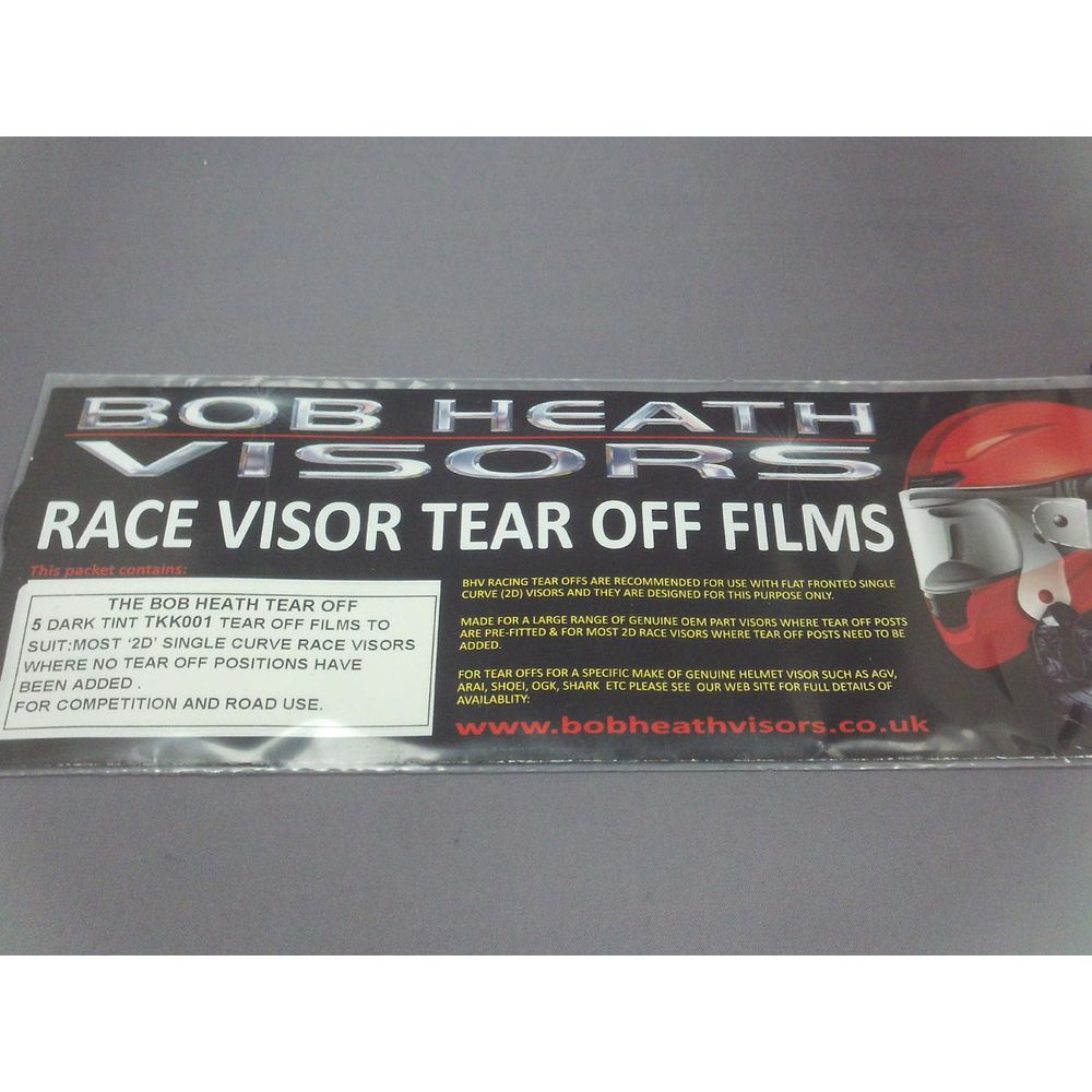 Bob Heath Tear Offs Dark Tint Arai - Pack Of 5 - ThrottleChimp