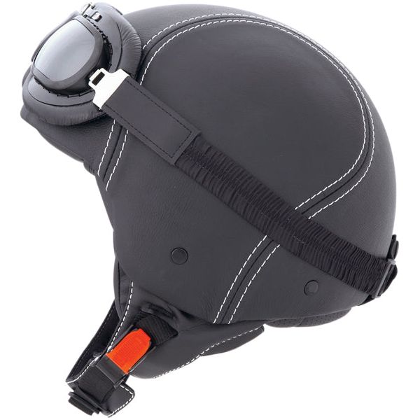 Caberg Jet Century Plain Open Face Helmet Black Leather - ThrottleChimp