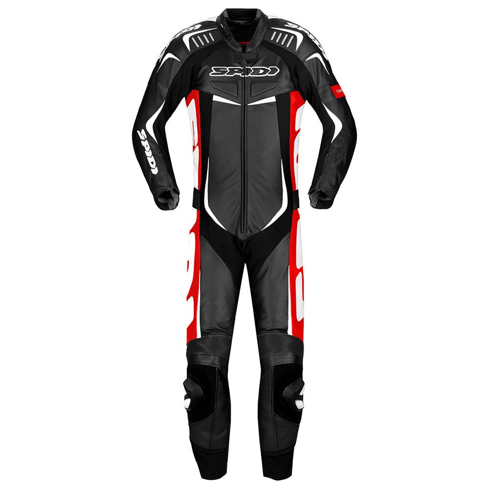 Spidi Track Wind Pro CE 1 Piece Leather Suit Black / Red / White - ThrottleChimp