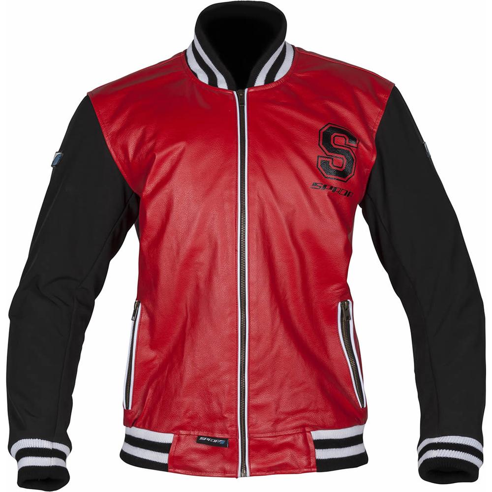 Spada Campus Leather Jacket Red / Black FREE 1 YEAR Returns, FREE UK Delivery | ThrottleChimp