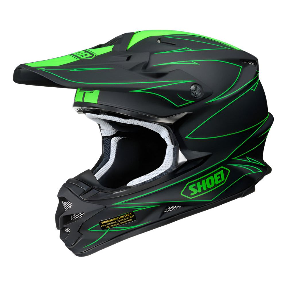 Shoei VFX-W Hectic TC4 Off-Road Helmet Green FREE 1 YEAR Returns, FREE UK Delivery | ThrottleChimp