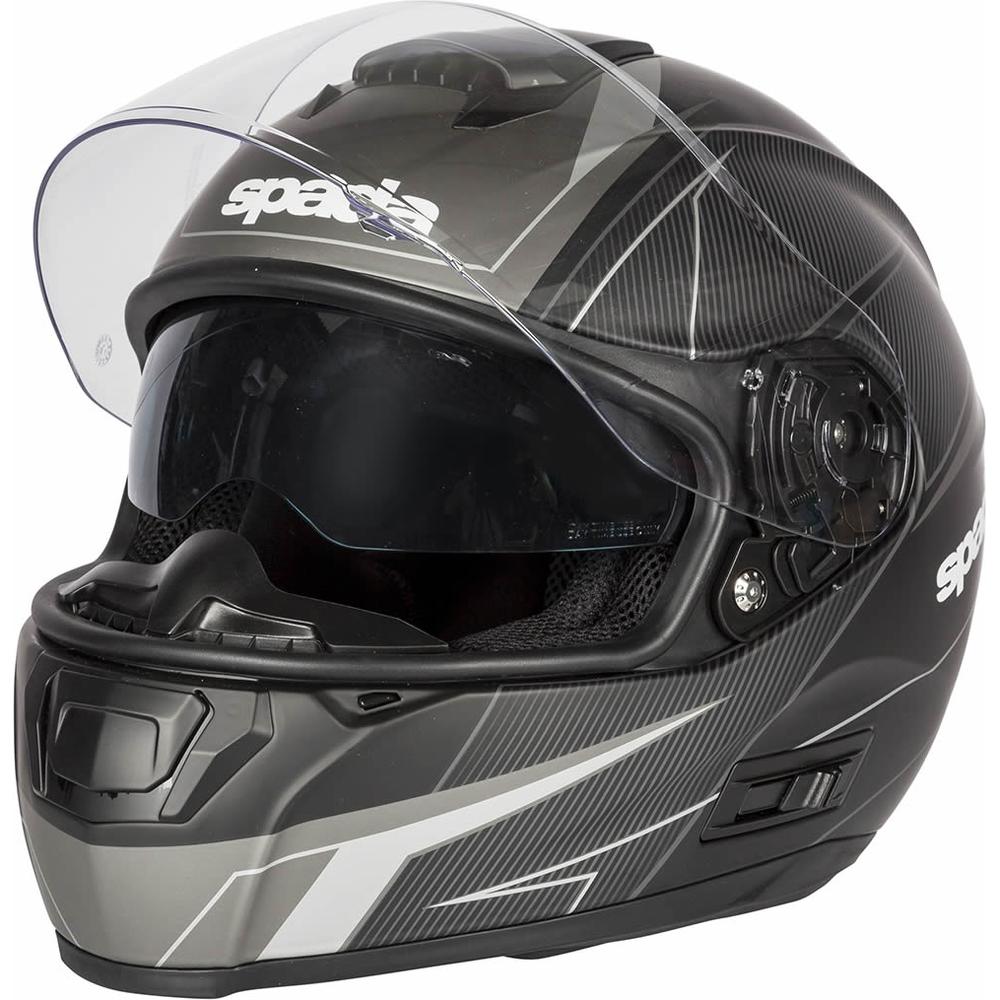 Spada SP16 Linear Full Face Helmet Matt Black / Silver / Anthracite FREE 1 YEAR Returns, FREE UK Delivery | ThrottleChimp