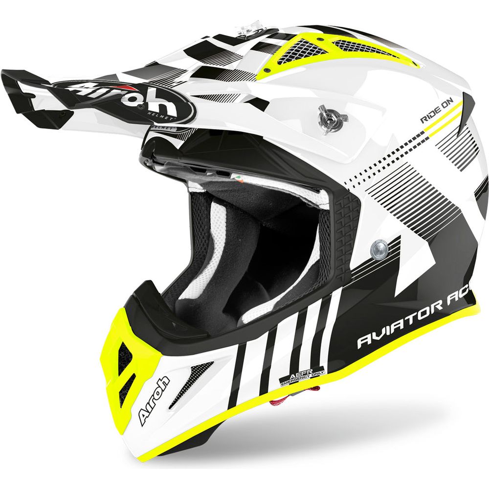 Airoh Aviator Ace Nemesi Motocross Helmet Gloss White - ThrottleChimp