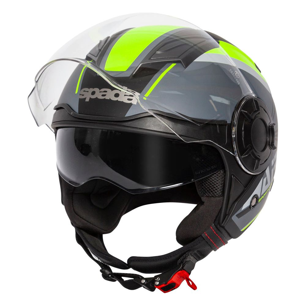 Spada Lycan Strobe Open Face Helmet Matt Black / Yellow - ThrottleChimp