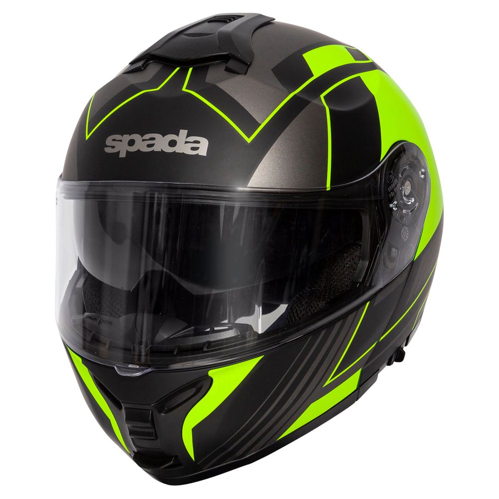 Spada Orion Whip Flip-Up Helmet Matt Black / Fluo Yellow FREE 1 YEAR Returns, FREE UK Delivery | ThrottleChimp