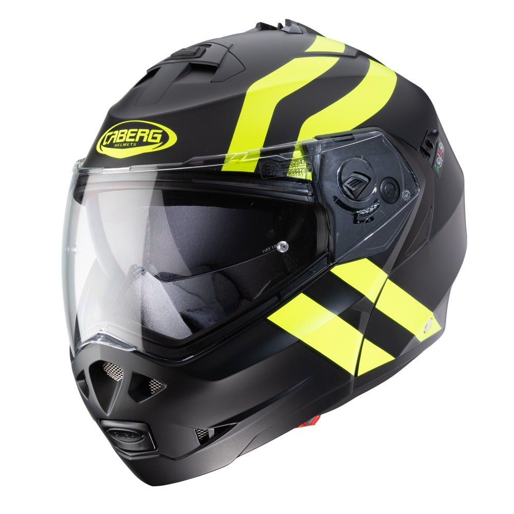 Caberg Duke 2 Super Legend Flip-Up Helmet Matt Black / Yellow FREE 1 YEAR Returns, FREE UK Delivery | ThrottleChimp