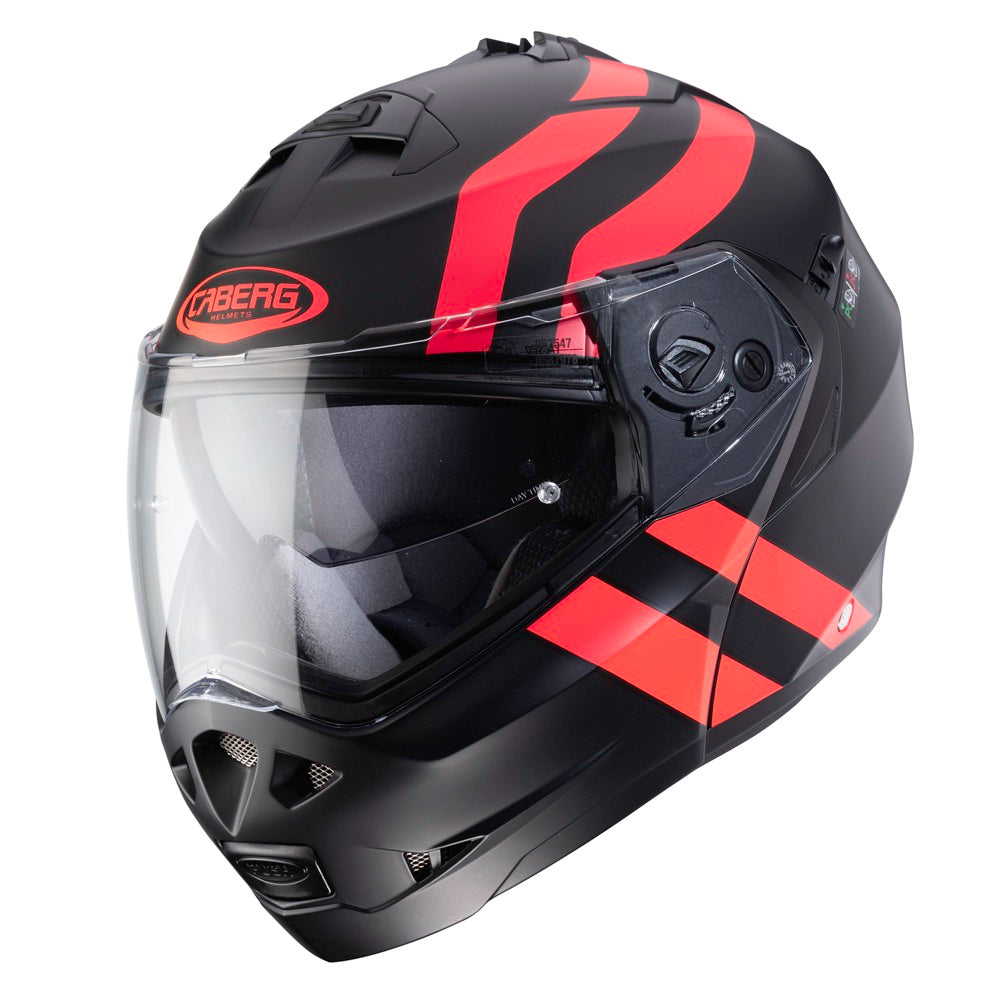 Caberg Duke 2 Super Legend Flip-Up Helmet Matt Black / Fluo Red FREE 1 YEAR Returns, FREE UK Delivery | ThrottleChimp