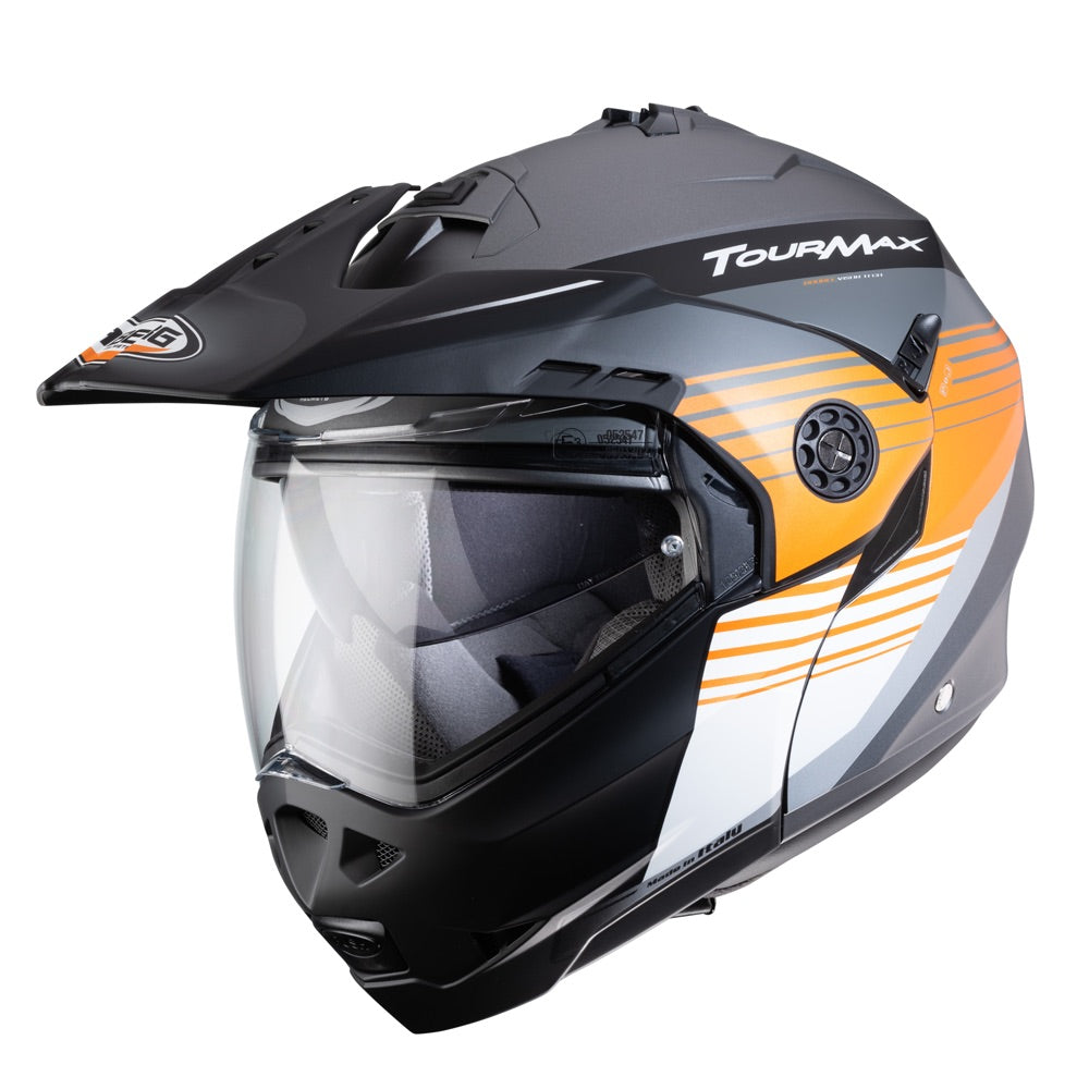 Caberg Tourmax Titan Flip-Up Helmet Matt Gun / Orange / White - ThrottleChimp
