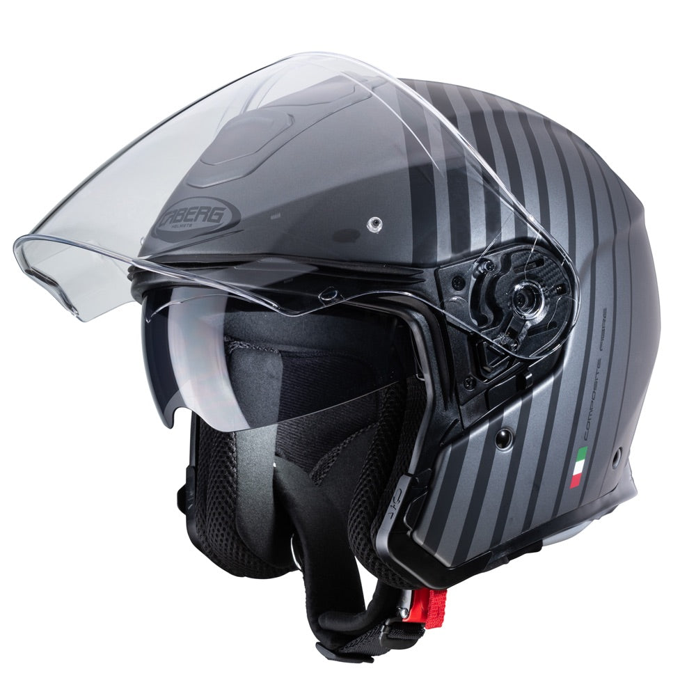 Caberg Flyon Bakari Open Face Helmet Matt Gun / Black FREE 1 YEAR Returns, FREE UK Delivery | ThrottleChimp