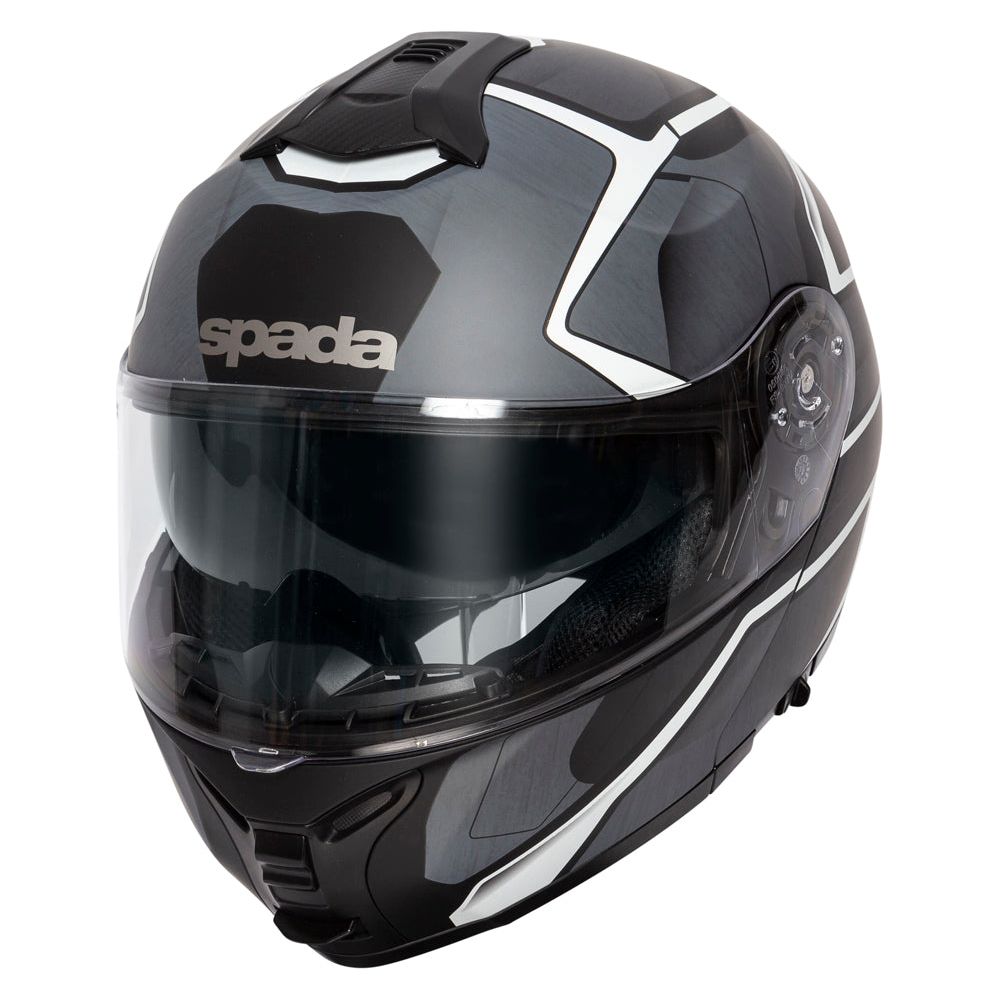 Spada Orion Slate Flip-Up Helmet Matt Black / White / Silver FREE 1 YEAR Returns, FREE UK Delivery | ThrottleChimp