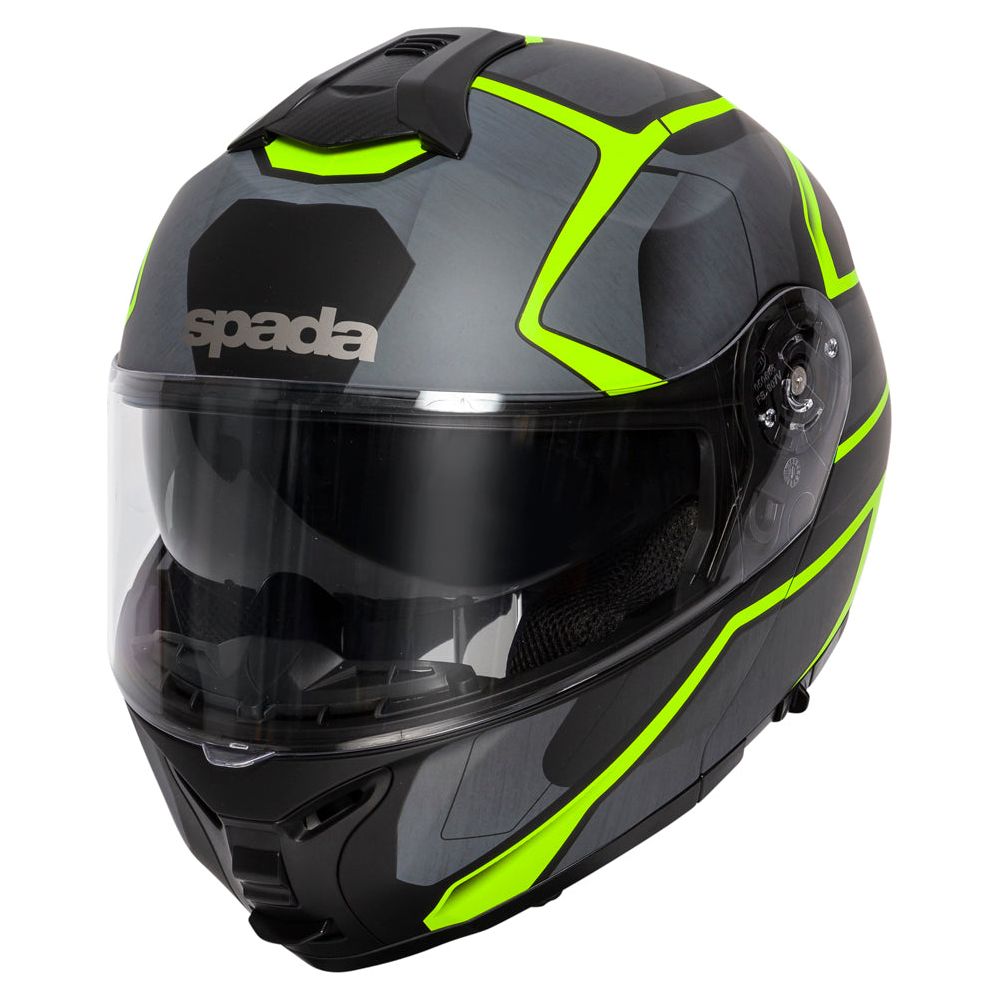 Spada Orion Slate Flip-Up Helmet Matt Black / Yellow FREE 1 YEAR Returns, FREE UK Delivery | ThrottleChimp