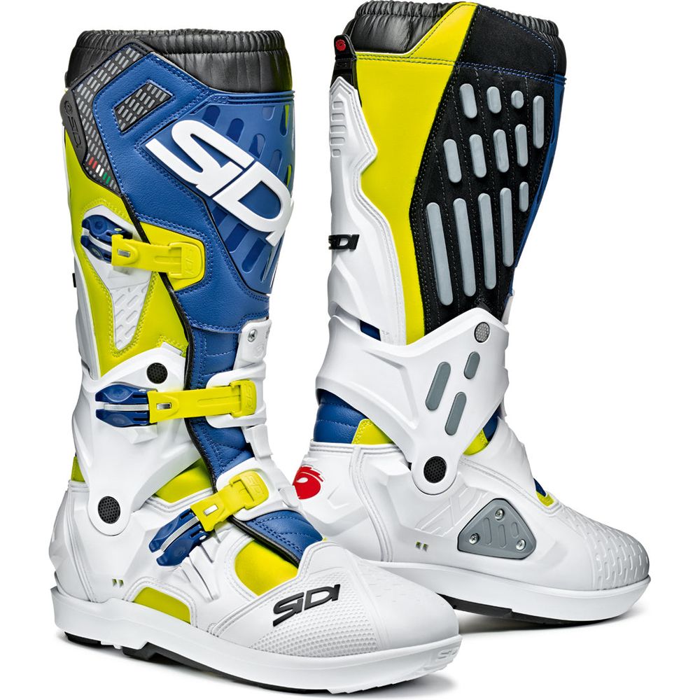 Sidi Atojo SRS CE Boots Fluo Yellow / White / Blue FREE 1 YEAR Returns, FREE UK Delivery | ThrottleChimp