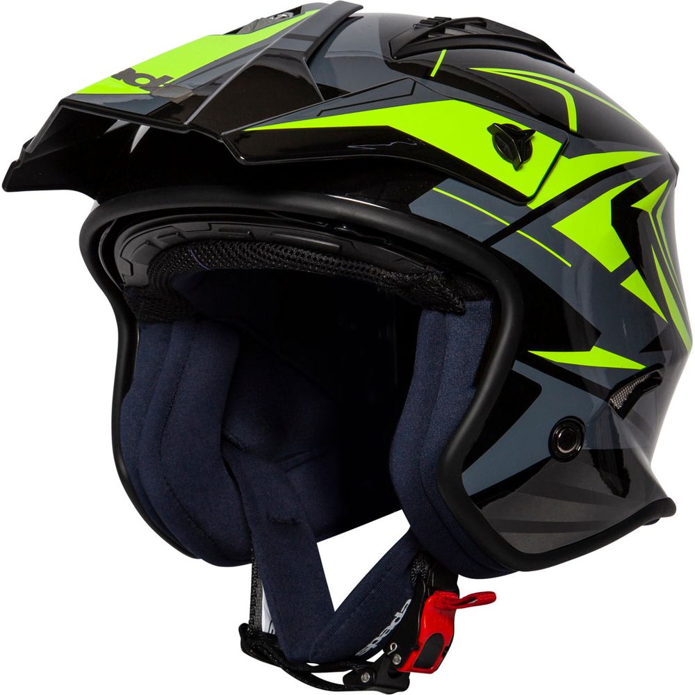 Spada Rock Stream Open Face Helmet Black / Fluo Yellow / Grey (Image 3) - ThrottleChimp