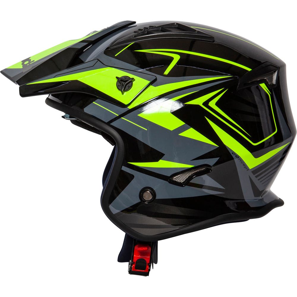 Spada Rock Stream Open Face Helmet Black / Fluo Yellow / Grey (Image 4) - ThrottleChimp