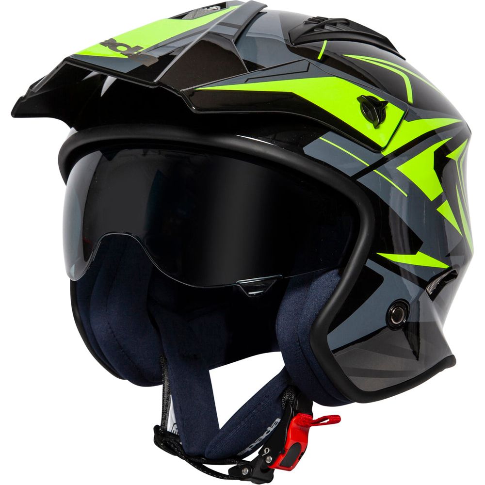 Spada Rock Stream Open Face Helmet Black / Fluo Yellow / Grey (Image 5) - ThrottleChimp