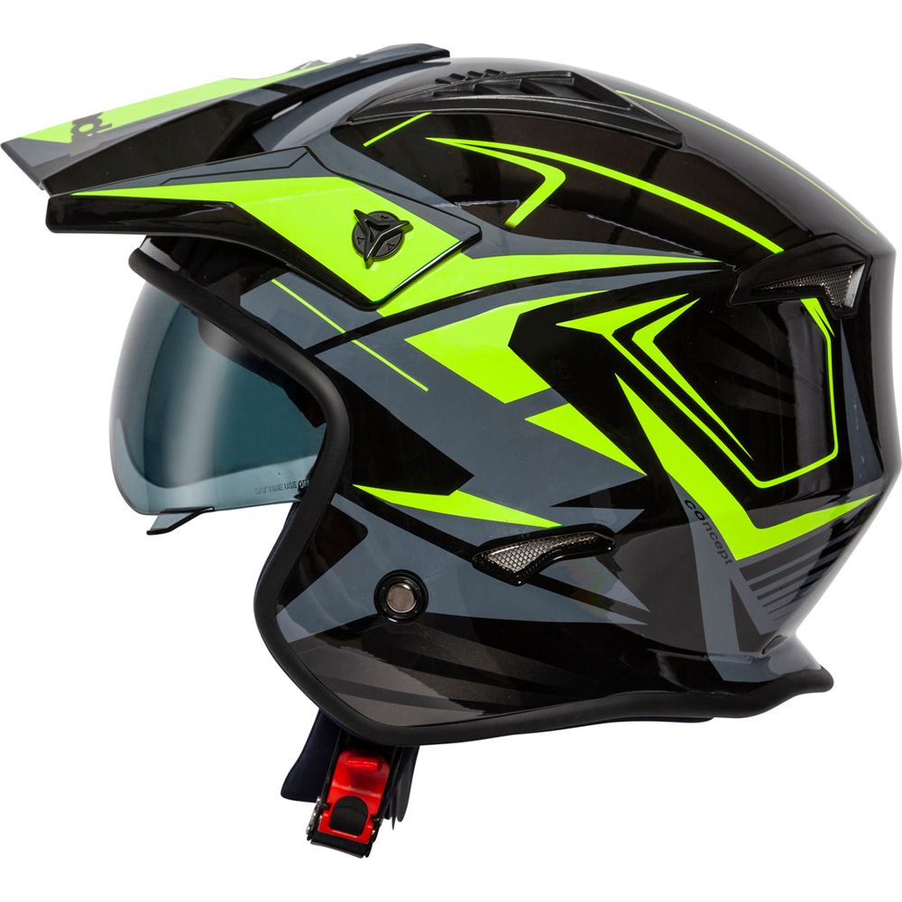 Spada Rock Stream Open Face Helmet Black / Fluo Yellow / Grey (Image 6) - ThrottleChimp