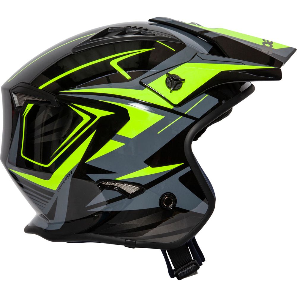 Spada Rock Stream Open Face Helmet Black / Fluo Yellow / Grey (Image 10) - ThrottleChimp